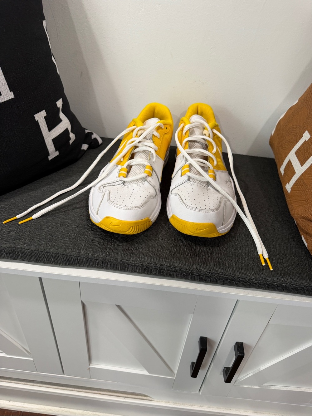 Nike White and Yellow Athletic Sneakers - Comfortable Everyday Shoes